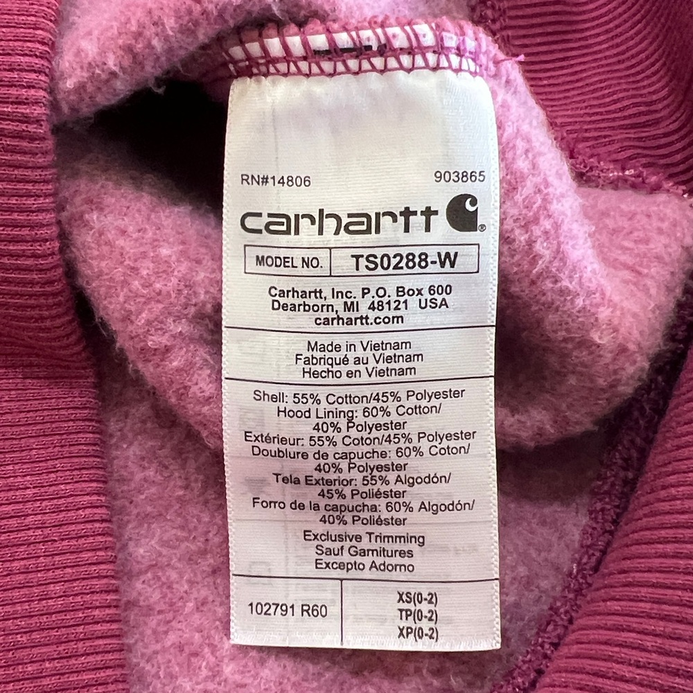 Carhartt Relaxed Fit Logo Sleeve Hoodie Sweatshirt Pink XS - Picture 7 of 11